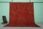 Moroccan Rug 9.1 X 10.9 Feet - Rich Red Diamond Pattern