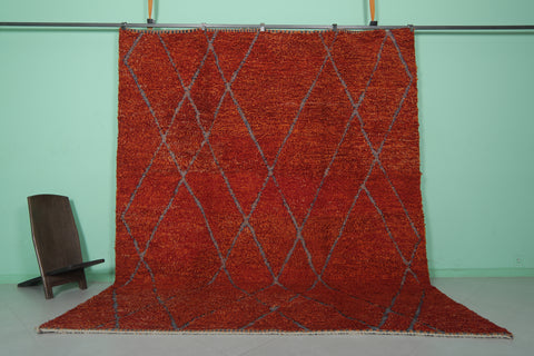 Moroccan Rug 9.1 X 10.9 Feet - Rich Red Diamond Pattern