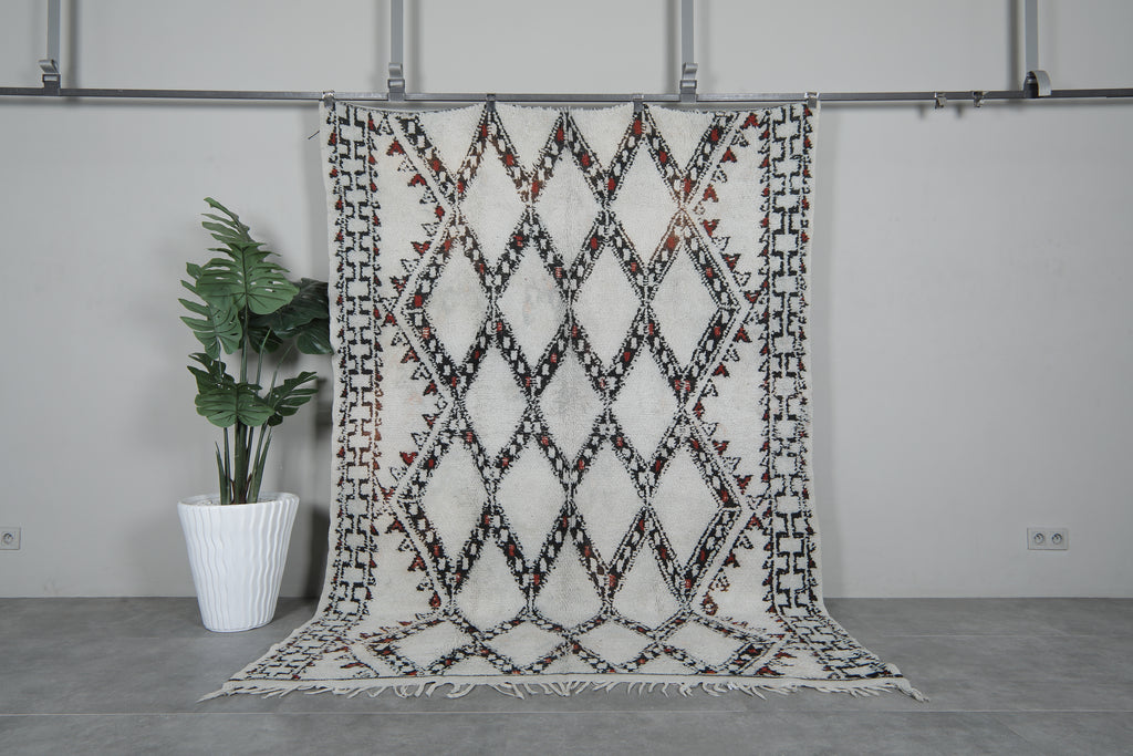 Beni Ourain Rug 6 X 8.4 FT Handmade Wool Rug