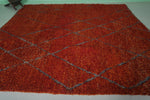 Moroccan Rug 9.1 X 10.9 Feet - Rich Red Diamond Pattern