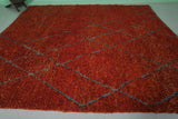 Moroccan Rug 9.1 X 10.9 Feet - Rich Red Diamond Pattern