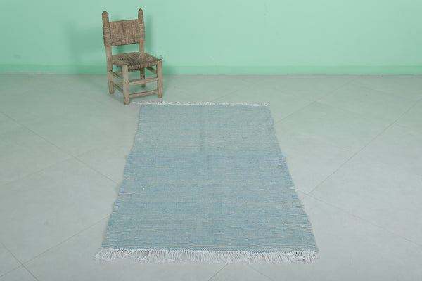 Minimalist Moroccan rug in gentle blue tones – 2.9 FT x 5.2 FT