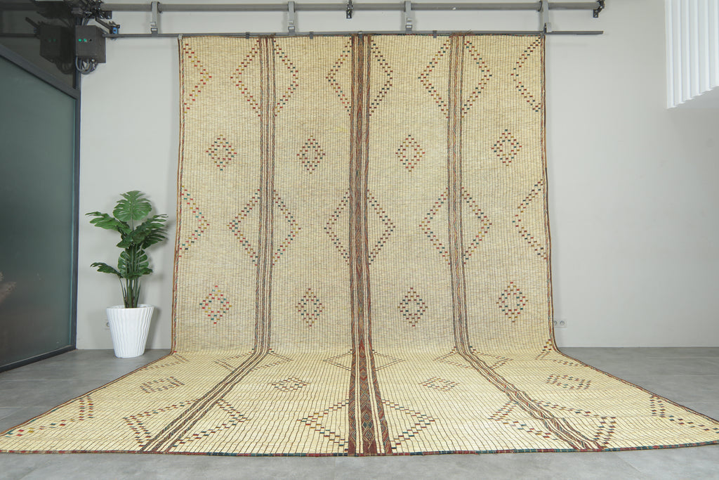 Large Vintage Tuareg Mat 11.4 ft x 16.9 ft
