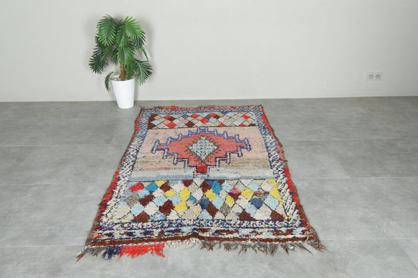 Multicolor vintage Moroccan geometric rug - 4.1 ft x 6 .7 ft