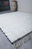 Custom Size White Moroccan Rug with Black Borders – Elegant and Stylish