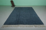 Deep Blue Moroccan Wool Rug - 7.2 x 10.2 ft Handwoven Area Rug