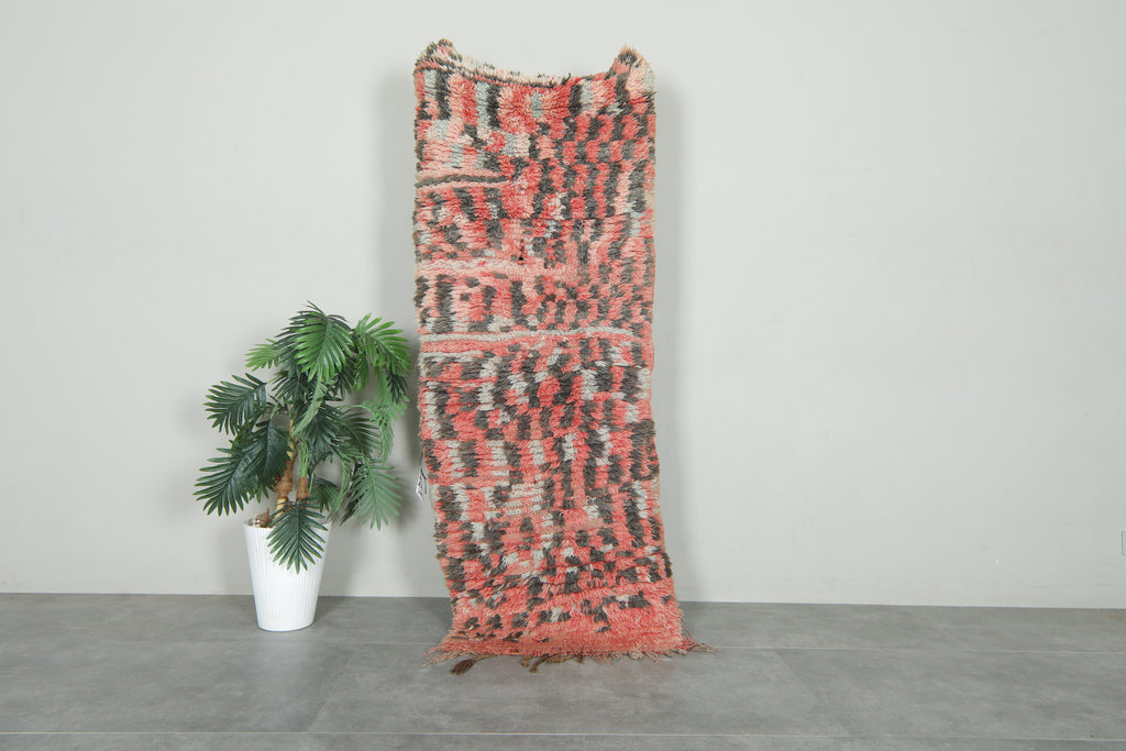 Vintage Moroccan runner rug - Handwoven shaggy style - 2.2 ft x 6.1 ft
