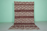 Traditional Moroccan Handwoven Kilim Rug – 5.3 FT X 8.8 FT | Red & Cream Stripes