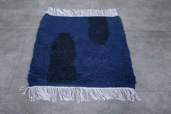 Small Moroccan accent rug – 2.2 x 2.5 FT deep blue handwoven