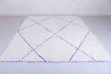 White wool Custom Blue patterned Moroccan rug