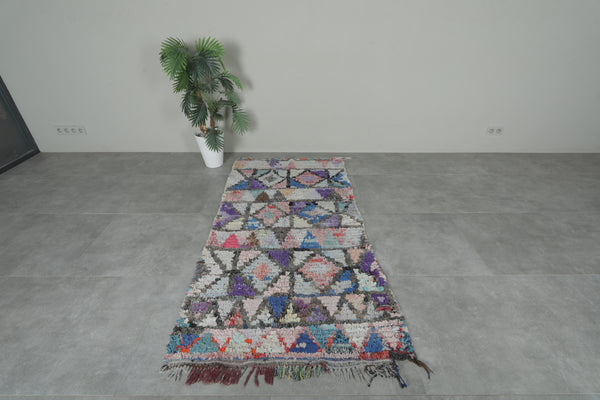 Vintage Moroccan runner rug – 3.5 x 6.6 ft soft geometric shag rug