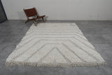 Handcrafted Moroccan Rug - 6.8 x 8 Ft, White and Gray Textured Geometric Design