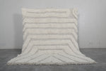 Handcrafted Moroccan Rug - 6.8 x 8 Ft, White and Gray Textured Geometric Design