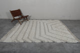 Handcrafted Moroccan Rug - 6.8 x 8 Ft, White and Gray Textured Geometric Design