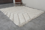 Handcrafted Moroccan Rug - 6.8 x 8 Ft, White and Gray Textured Geometric Design