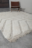 Handcrafted Moroccan Rug - 6.8 x 8 Ft, White and Gray Textured Geometric Design