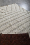 Handcrafted Moroccan Rug - 6.8 x 8 Ft, White and Gray Textured Geometric Design