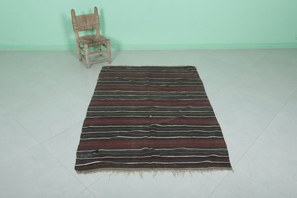 Vintage Moroccan handwoven kilim rug 3.8 FT x 5.5 FT – Unique tribal design
