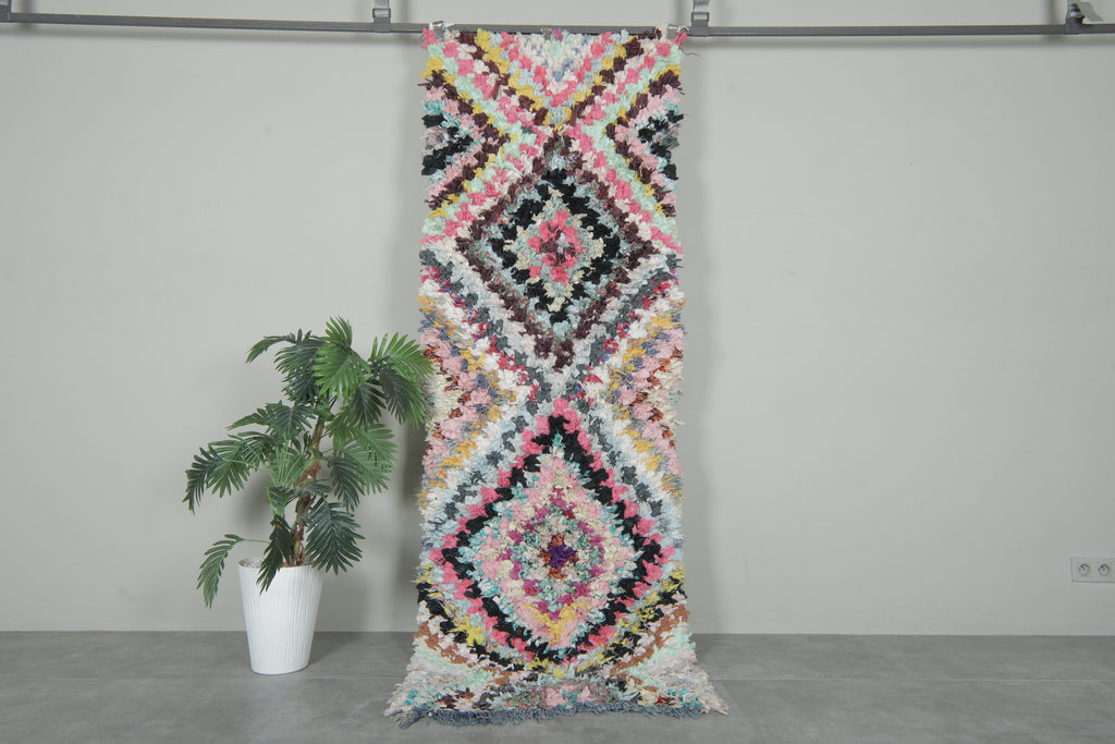 Pink radiance vintage Moroccan hallway rug – 2.7 x 8.2 ft