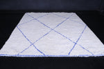 White wool Custom Blue patterned Moroccan rug