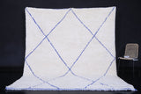 White wool Custom Blue patterned Moroccan rug