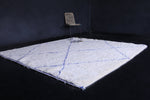 White wool Custom Blue patterned Moroccan rug