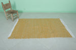 Moroccan Rug – Vibrant Yellow with Minimalist Weave | 3.4 FT x 5.3 FT