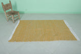 Moroccan Rug – Vibrant Yellow with Minimalist Weave | 3.4 FT x 5.3 FT