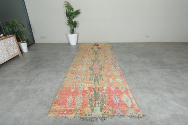 Vintage runner Moroccan rug with geometric design - 3.8 ft x 11.4 f