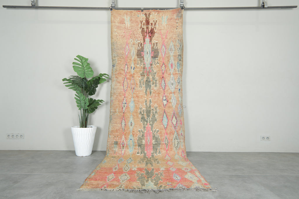 Vintage runner Moroccan rug with geometric design - 3.8 ft x 11.4 f