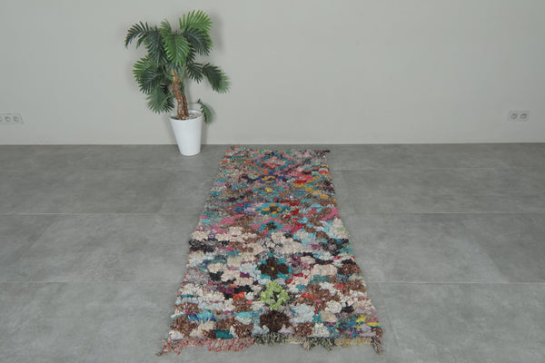 Color garden boucherouite runner – 2.7 x 6.2 ft vintage Moroccan shag rug