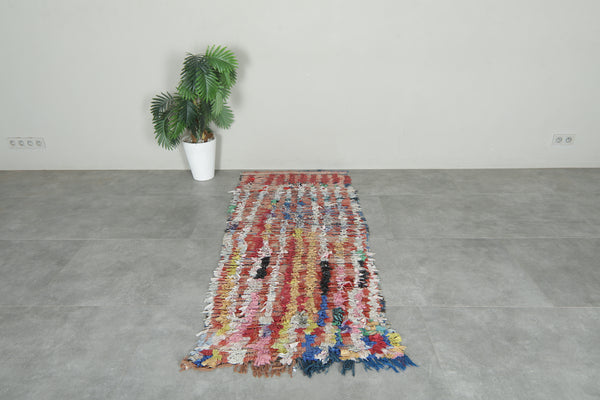 Colorful Moroccan boucherouite rug - 2.8 ft x 6.4 ft