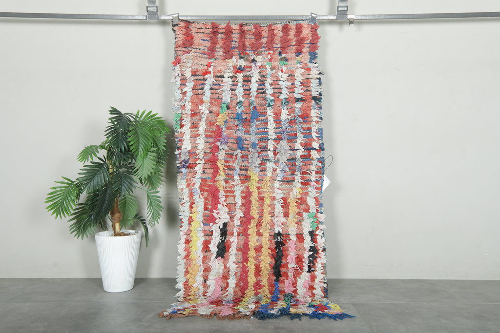 Colorful Moroccan boucherouite rug - 2.8 ft x 6.4 ft