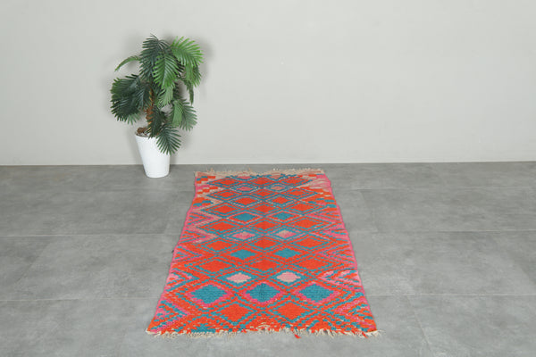 Vibrant vintage Moroccan rug with diamond motifs - 2.9 ft x 5.7 ft