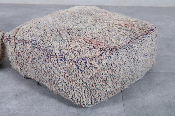 Two Moroccan Vintage Ottoman Poufs | Handwoven with Intricate Tribal Patterns
