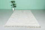 6.7 FT × 10.1 FT Moroccan Wool Rug - Cozy Ivory with Tassel Finish