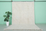 6.7 FT × 10.1 FT Moroccan Wool Rug - Cozy Ivory with Tassel Finish