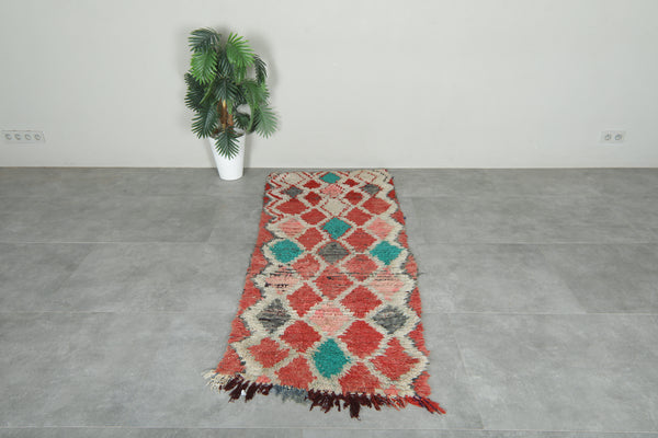 Colorful & geometric Moroccan runner rug - 2.6 ft x 6.7 ft