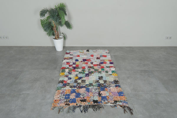 Playful mosaic Moroccan shag rug – 3.2 x 5.4 ft