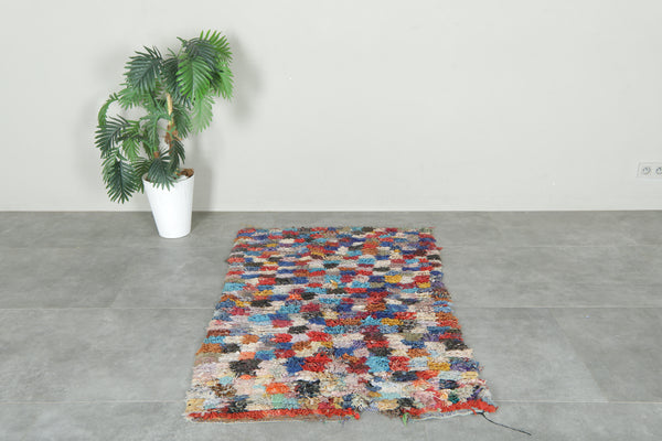 Multicolor Moroccan boucherouite rug - 3.1 ft x 5 ft