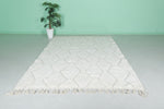 6.5 X 9.7 FT Moroccan Rug - Ivory Handwoven Wool Rug with Diamond Pattern and Tassels