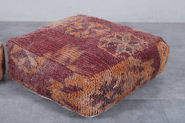Two Moroccan vintage ottoman poufs | Handwoven with geometric and tribal designs