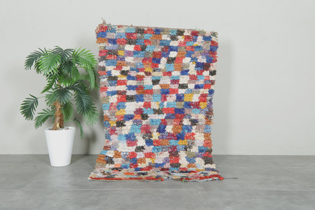 Multicolor Moroccan boucherouite rug - 3.1 ft x 5 ft