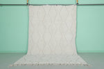 6.5 X 9.7 FT Moroccan Rug - Ivory Handwoven Wool Rug with Diamond Pattern and Tassels