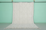 6.5 X 9.7 FT Moroccan Rug - Ivory Handwoven Wool Rug with Diamond Pattern and Tassels