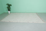 6.5 X 9.7 FT Moroccan Rug - Ivory Handwoven Wool Rug with Diamond Pattern and Tassels