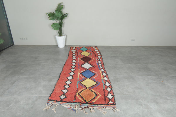 Terracotta red Moroccan runner rug - Diamond pattern - 3.2 ft x 9.8 ft