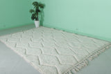 6.5 X 9.7 FT Moroccan Rug - Ivory Handwoven Wool Rug with Diamond Pattern and Tassels