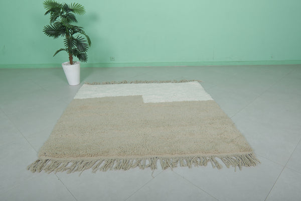 5.7 X 5.5 FT modern Moroccan rug - Neutral two-tone design