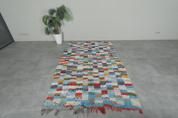 Colorful Moroccan boucherouite rug – 4.5 x 6.9 Feet handwoven shag carpet